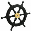 Nautical Wooden Ship Steering Wheel 24" Pirate Decor Brass Fishing Wall Boat Nautical Wooden Ship Steering Wheel 24" Pirate Decor Brass Fishing Wall Boat