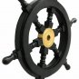 Nautical Wooden Ship Steering Wheel 24" Pirate Decor Brass Fishing Wall Boat
