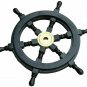 Nautical Wooden Ship Steering Wheel 24" Pirate Decor Brass Fishing Wall Boat