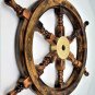 Nautical Wooden Ship Steering Wheel Pirate Decor Brass Fishing Antique Wall Boat