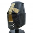 Black Medieval Templar Knights Crusader Helmet Armor Costume Halloween Helmet Black Medieval Templar Knights Crusader Helmet Armor Costume Halloween Helmet