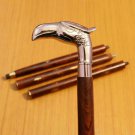 37" Nautical Style Brass Eagle Head Handle Vintage Wooden Walking Brown Stick