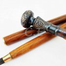 36" Vintage Antique Walking Cane Wooden Walking Stick Nautical Brass Handle Knob
