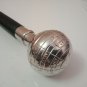 Vintage Globe Design Nautical Silver Brass Head Handle Wooden Walking Stick 36"