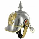 WW I&II Leather German Helmet Brass Screw Spike Gray Pickelhaube Armor Helmet WW I&II Leather German Helmet Brass Screw Spike Gray Pickelhaube Armor Helmet