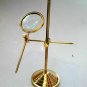 Vintage Brass Table Marine Magnifier Magnifying Reading Glass W Nautical Stand