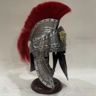 Medieval Roman Centurion Helmet Roman Design Engraved Helmet with Wooden Stand Medieval Roman Centurion Helmet Roman Design Engraved Helmet with Wooden Stand
