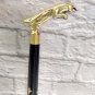 Handmade Brass Jaguar Head Handle Walking Stick Carved Wooden Cane For Men Women