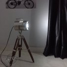 Vintage Nautical Spot-light Wooden Tripod Floor Lamp Stand Searchlight Home Vintage Nautical Spot-light Wooden Tripod Floor Lamp Stand Searchlight Home