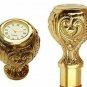 37"Vintage Nautical Working Style Spy Watch Brass Head Handle Walking Stick Cane