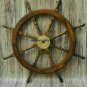 36"Big Ship Steering Wheel Handmade Wooden Antique Teak Brass Nautical Pirate