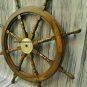 36"Big Ship Steering Wheel Handmade Wooden Antique Teak Brass Nautical Pirate