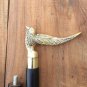 Handmade Brass Flying Bird Handle Walking Stick Carved Wooden Cane For Men Women