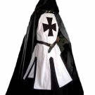 Medieval Crusader Templar Tunic Knight Black White Surcoat Cloak Larp costume