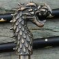Unique Brown Dragon Handle Walking Stick Carved Wooden Cane For Men Women Gift