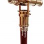 Walking Stick With Brass Telescope Foldable Hidden Spy Gift Wooden Cane Nautical