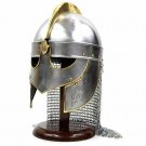 Medieval Viking Helmet with Chainmail Crusader Helmet Warrior Armor 18g helmet