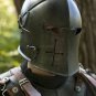 SCA LARP 18GA Medieval Barbuta Helmet /Great Knight Templar Helmet with Stand