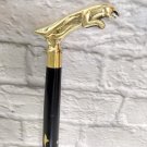 Vintage Jaquar Brass Head Handle walking stick Victorian Black Walking Cane