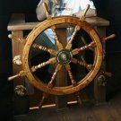 36"Captain Boat Gaston Turcotte Wheel Carved Steering Brass wooden Ship Wheel