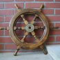 18'' Ship Wheel Wooden Steering Wheel Captain Boat Gaston Turcotte Carved Decor