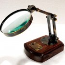 Desktop Magnifying Glass, Nautical Magnifier w/Wooden Stand Movable Lens, Gift