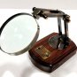 Desktop Magnifying Glass, Nautical Magnifier w/Wooden Stand Movable Lens, Gift