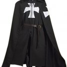 Medieval Crusader Templar Tunic Knight Black Surcoat Cloak cosplay costume cloth
