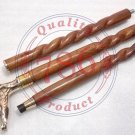 Brass Designer Victorian Handle Wooden Vintage Walking Cane Antique Style Stick