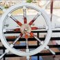 36"Big Ship Steering Wheel Wooden Teak Brass Nautical Pirate Ship Style wheel