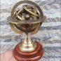 Astrolabe Antique Armillary Brass Desktop Globe Sphere Wooden Base Vintage Gift