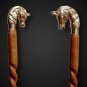 Horse Head Handle Brass Vintage Working Wooden Walking Stick Cane Gift For Men