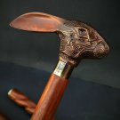 Antique Victorian Wooden Walking Cane Sticks Rabbit Head Handle Vintage Designer