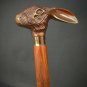 Antique Victorian Wooden Walking Cane Sticks Rabbit Head Handle Vintage Designer