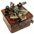 RARE NEW Brass Sextant Nautical Brass Sextant Working Marine Vintage/Leather Box