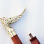 Vintage Solid Brass Fly Owl Head Handle Wooden Walking Stick Cane Handmade Gift