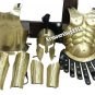 300 Spartan Brass Helmet W/Black Plume Medieval Muscle Jacket Arm & Leg Guard