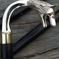 Solid Brass Wolf Head Handle Designer Cane Vintage Style Wooden Walking Stick