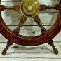 24"Brass Wooden Vintage Ship Steering Wheel Pirate D&Atilde;&copy;cor Wood Fishing Wall Boat