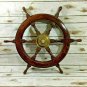24"Brass Wooden Vintage Ship Steering Wheel Pirate D&Atilde;&copy;cor Wood Fishing Wall Boat