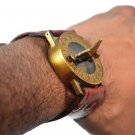 Antique Steampunk SUNDIAL Wrist Brass Compass & Sundial-Watch With Leather Strap