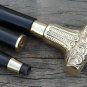 Vintage Designers Brass Head Handle walking stick Victorian Black Walking Cane