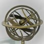 ANTIQUE BRASS ARMILLARY SPHERE GLOBE ASTROLABE ZODIAC SIGN WITH WOODEN BASE