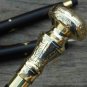 Vintage Spiral Brass Head Handle walking stick Victorian Black Walking Cane