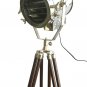 Chrome Floor Wood Searchlight Tripod Nautical Studio Spotlight Home Decor