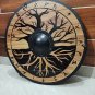 24" Viking Wooden Round Tree Design Shield Battle Read Medieval Home Wall Decor