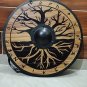 24" Viking Wooden Round Tree Design Shield Battle Ready, Home Decor