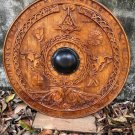 Wooden Warrior Viking Round Shield Knight Battle Medieval Carving Cosplay Wall Wooden Warrior Viking Round Shield Knight Battle Medieval Carving Cosplay Wall