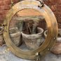 Antique Brass Finish Port Hole 17" Nautical Maritime Boat Ship Window Wall Glass
