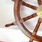36"Nautical Wooden Ship Steering Wheel Pirate Decor Wood Brass Fishing Wall Boat